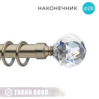 Декоративный наконечник Шар кристальный, Ø28 цвет золото антик