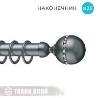 Декоративный наконечник Шар со стразами, Ø28 цвет графит