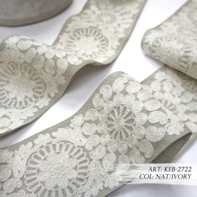Бордюр с вышивкой арт. KEB-2722 col. Nat / Ivory