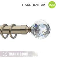 Декоративный наконечник Шар кристальный, Ø20 цвет золото антик
