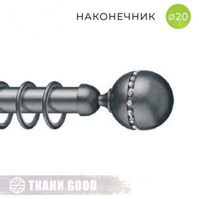 Декоративный наконечник Шар со стразами, Ø20 цвет графит